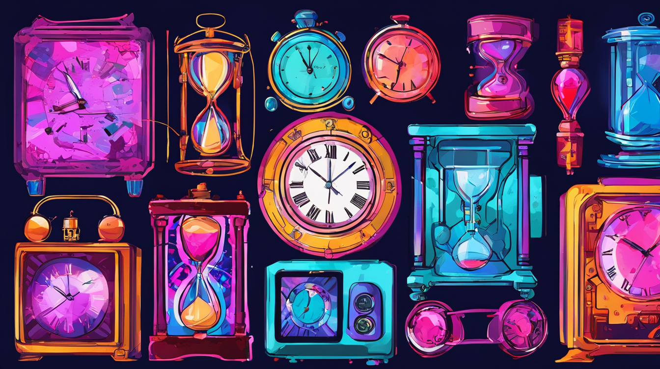 Clocks, hourglasses, digital alarms, keeping track of time